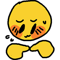 a bashful face emoji with two fingers touching